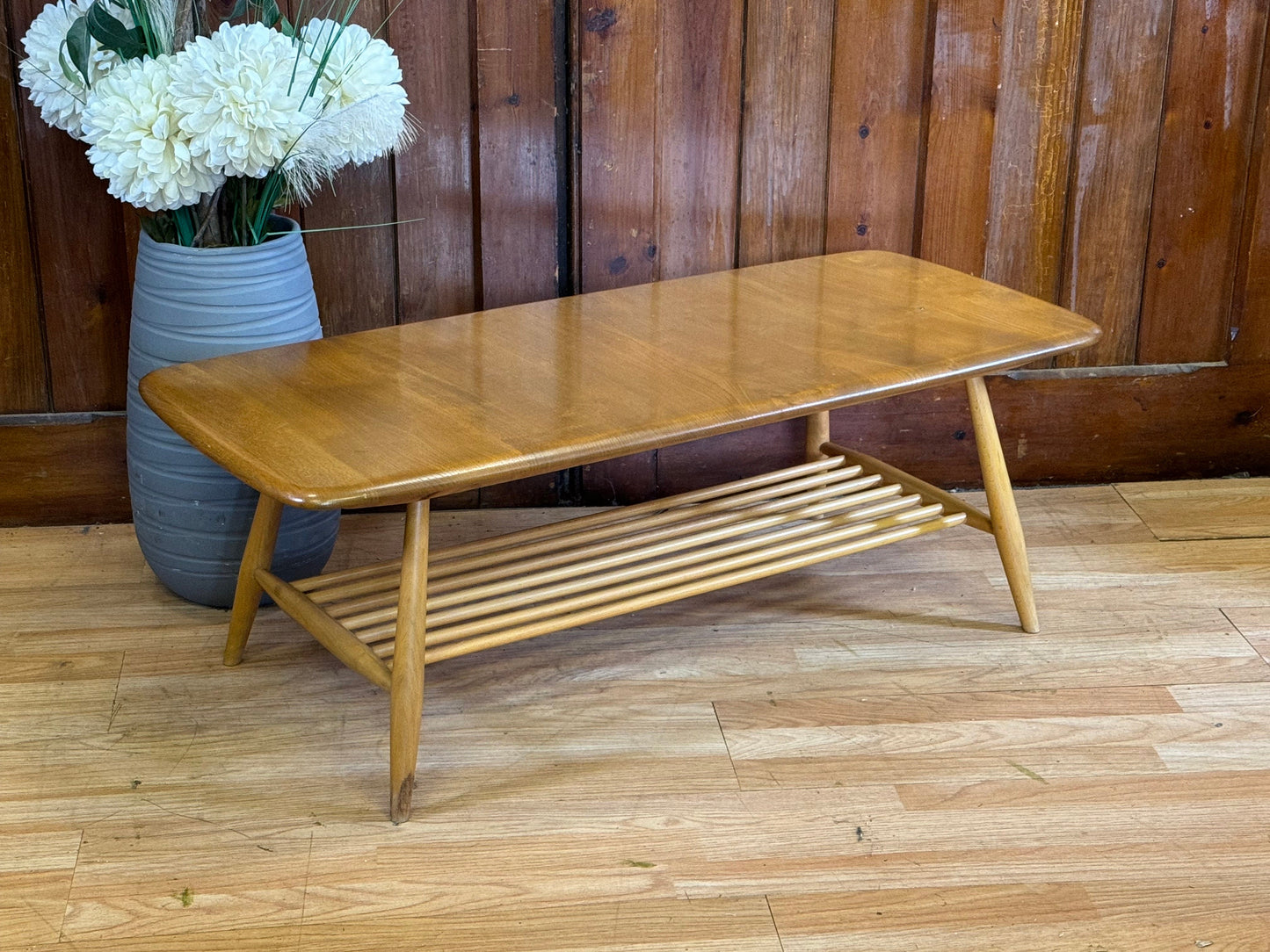 Vintage Blonde Ercol Coffee Table \ Mid Century Elm Supper Table \ Model 459