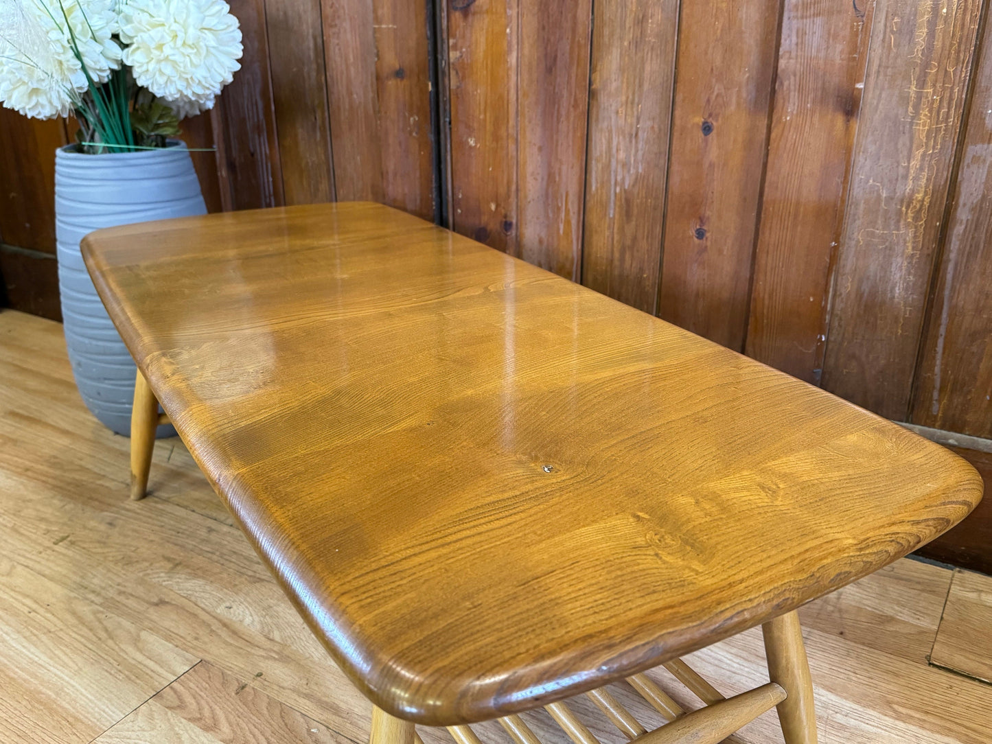 Vintage Blonde Ercol Coffee Table \ Mid Century Elm Supper Table \ Model 459