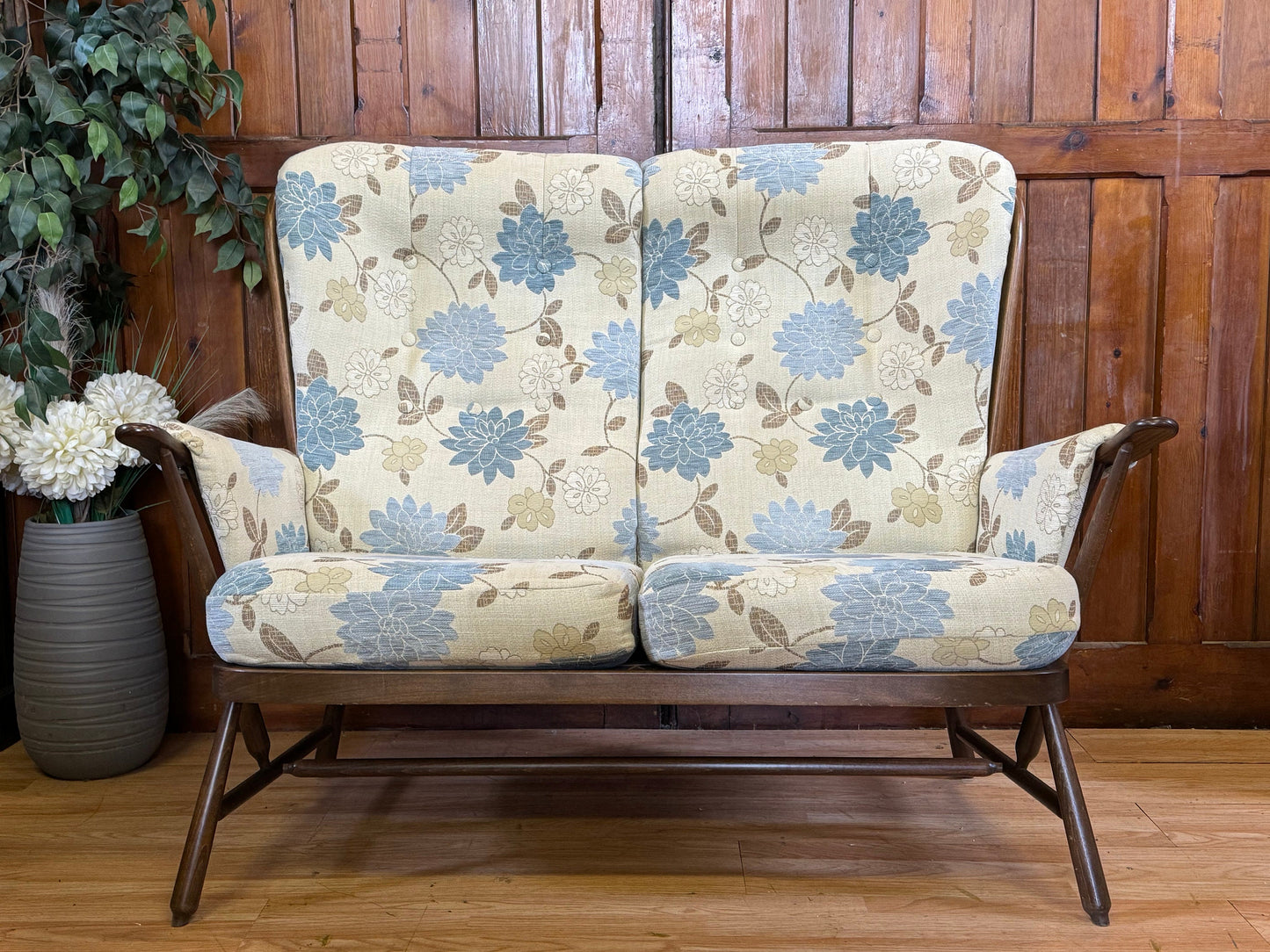 Ercol Evergreen High Back 2 Seater Settee \ Upholstered Sofa \ Model 1913/2