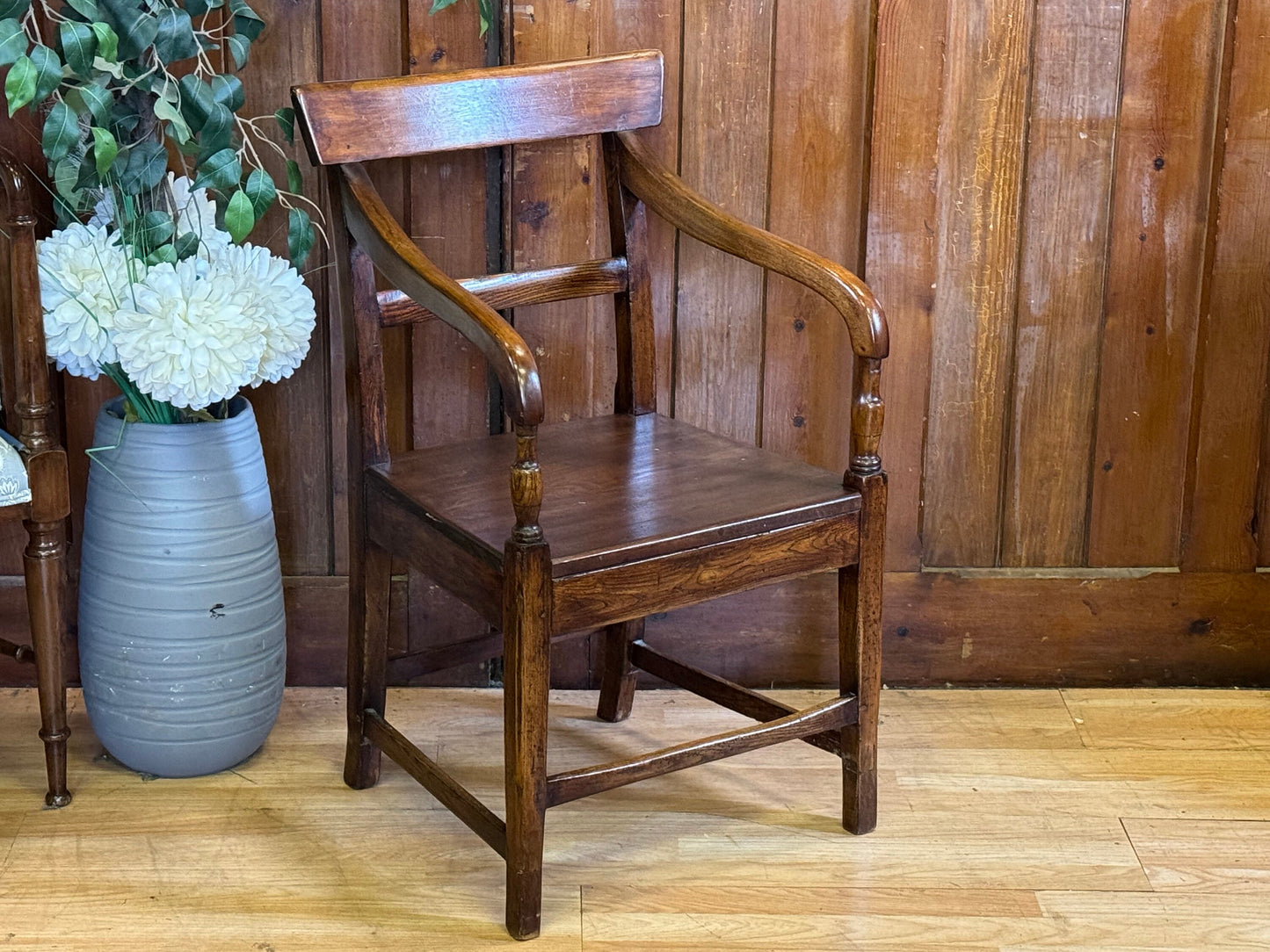 Antique Elm Country Armchair \ Georgian Farmhouse Carver Fireside Hall Chair