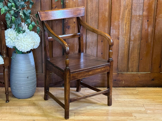 Antique Elm Country Armchair \ Georgian Farmhouse Carver Fireside Hall Chair