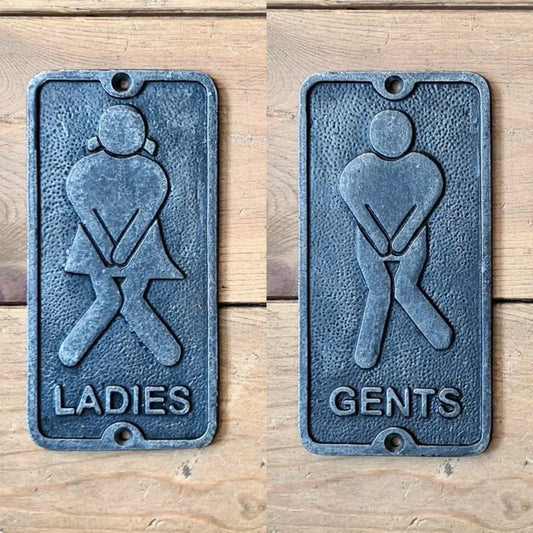 LADIES & GENTS \ Cast Iron Toilet Room Door Plaque Wall Sign \ Vintage Retro Bathroom Industrial \