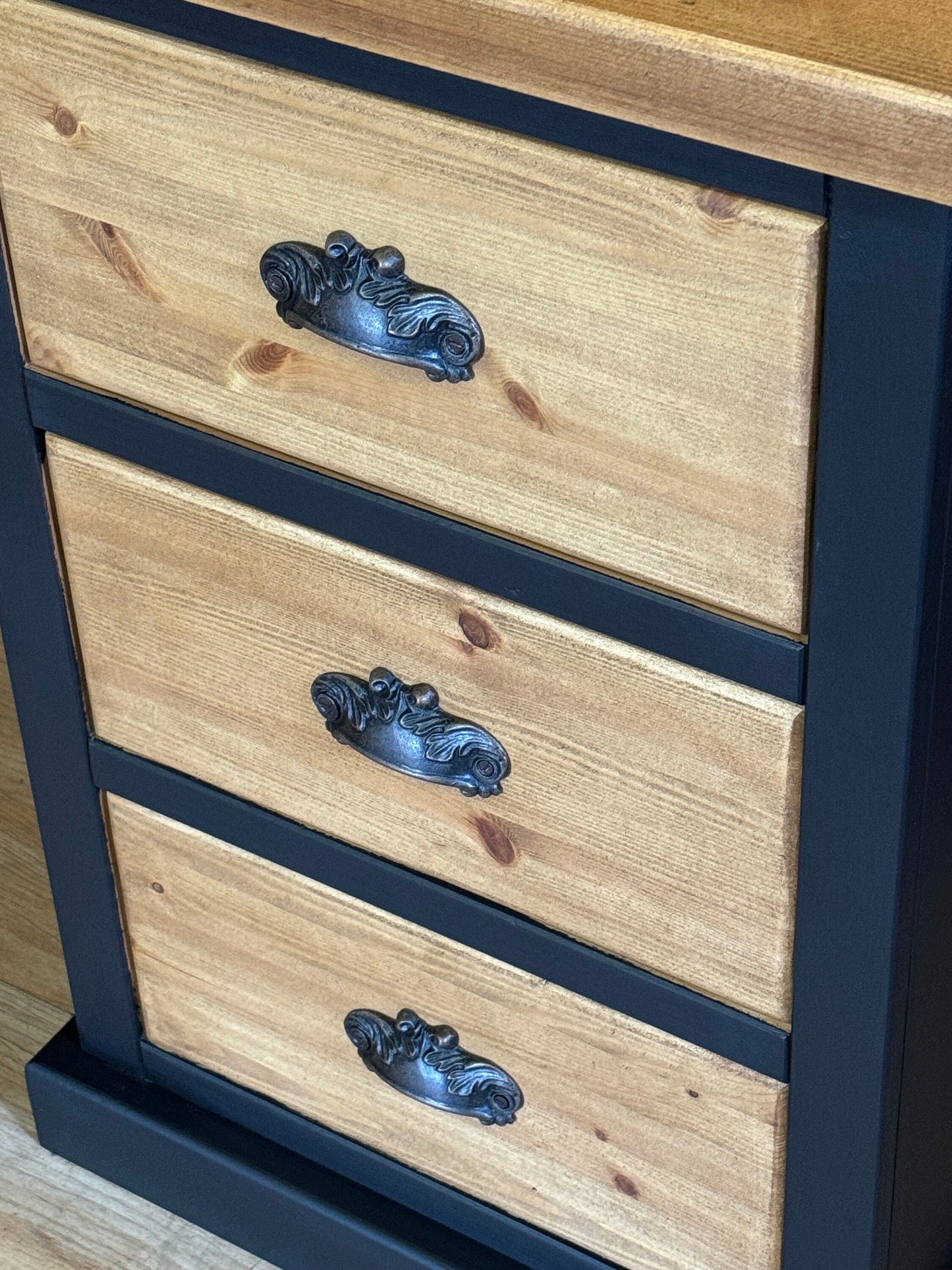 Modern Solid Pine Desk \ Painted Black Chunky Farmhouse Dressing Table