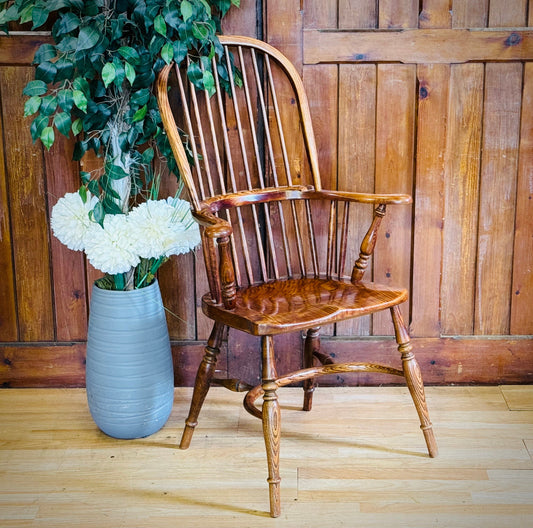 Stunning Vintage Elm Windsor Chair \ Hoop Stick Back Fireside Armchair